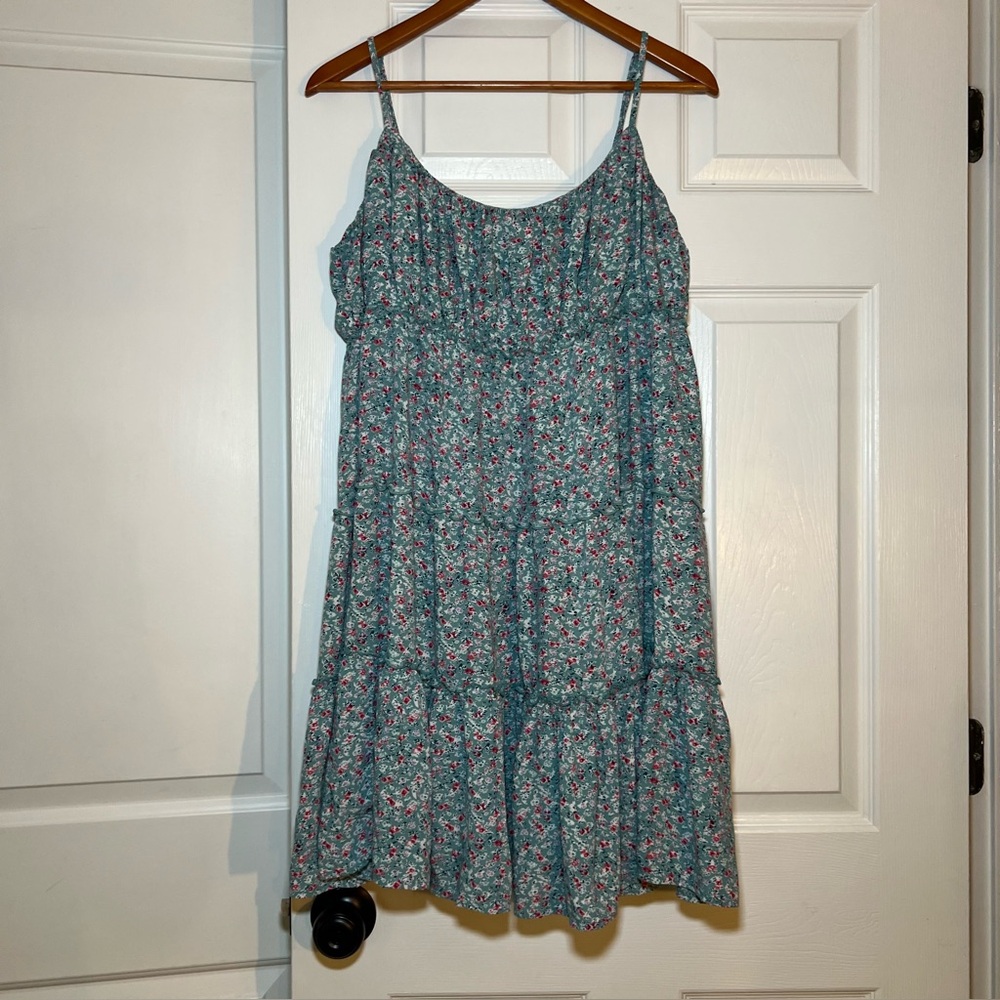 Floral Blue Sleeveless Dress